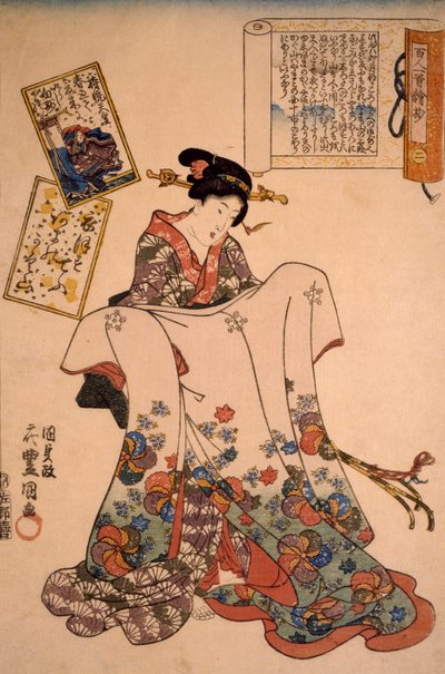 Mujer con vestidos suntuosos de Utagawa Kunisada