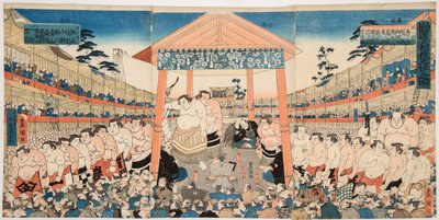 Kanjin Ozumo (procesión de luchadores de sumo para un combate de recaudación de fondos) de Utagawa Kunisada
