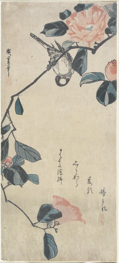 (Pájaro en Camelia), principios del siglo XIX de Utagawa Hiroshige
