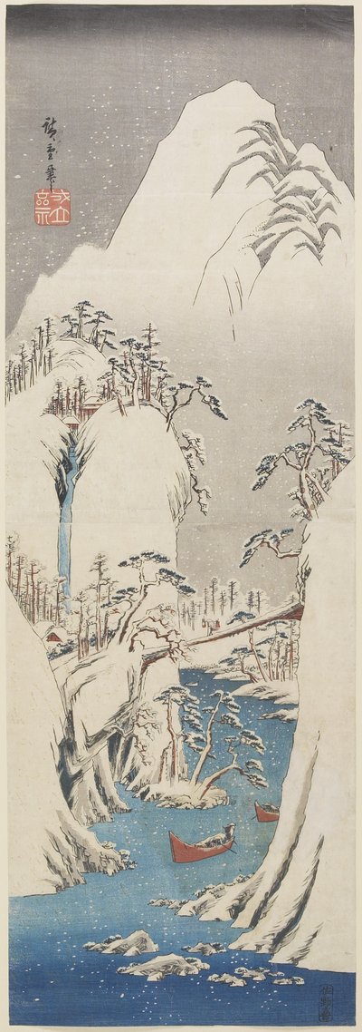 (Desfiladero de Kiso en la nieve), c. 1840-1842 de Utagawa Hiroshige