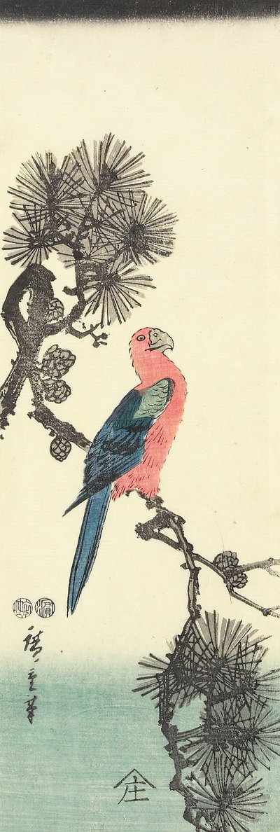 (Loro en pino), 1847-1852 de Utagawa Hiroshige