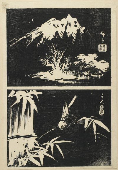 (Dos imágenes de litografía), mediados del siglo XIX de Utagawa Hiroshige