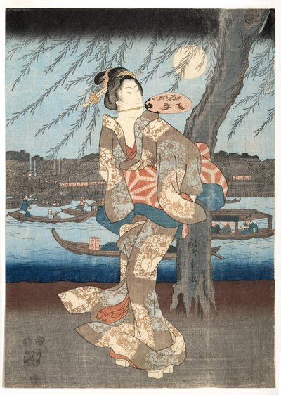 Una Fresca Noche de Verano en Ryogoku, 1848-51 de Utagawa Hiroshige