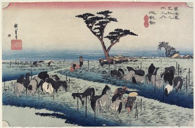 Feria de caballos de abril, Chiryu, c. 1833 de Utagawa Hiroshige