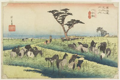 Feria de caballos de abril, Chiryu_, c. 1833 de Utagawa Hiroshige