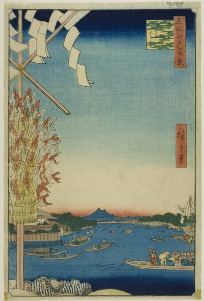 Río Asakusa, gran ribera, río Miyato (Asakusagawa Okawabata Miyatogawa), de la serie "Cien vistas famosas de Edo (Meisho Edo hyakkei)". de Utagawa Hiroshige