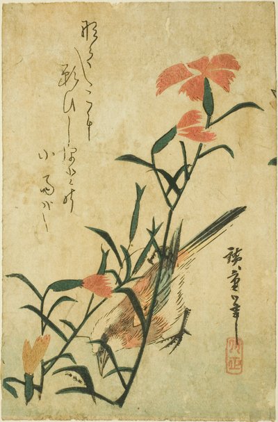 Pájaro y Clavel Silvestre de Utagawa Hiroshige