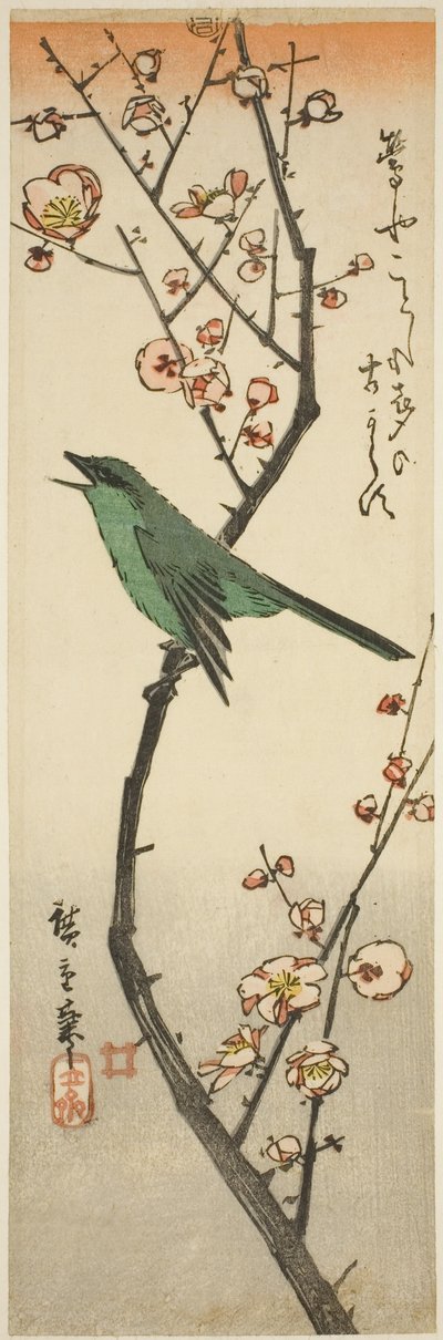 Ruiseñor y ciruelo de Utagawa Hiroshige