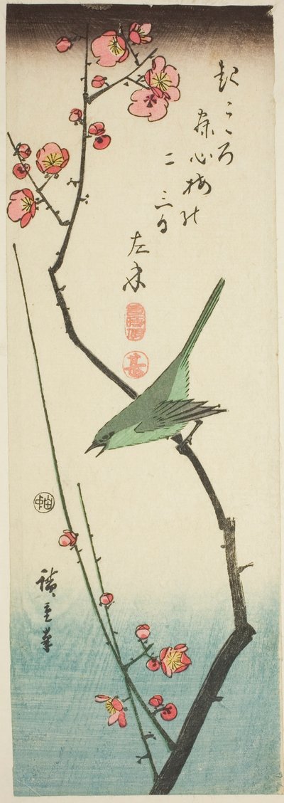 Ruiseñor en rama de ciruelo de Utagawa Hiroshige
