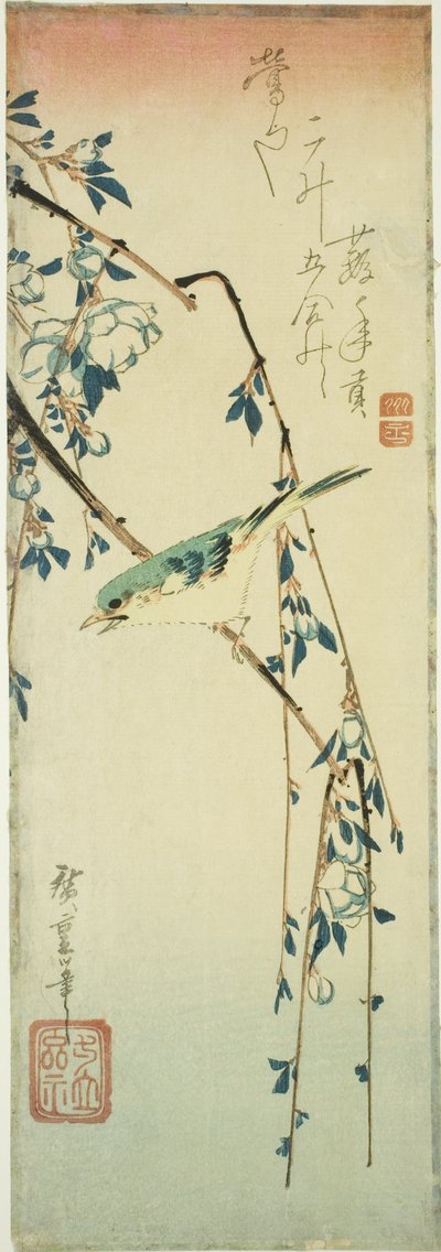 Ruiseñor en Rama de Ciruelo de Utagawa Hiroshige