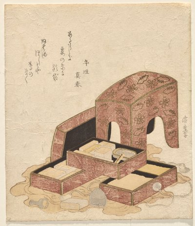 Set de caligrafía con bandejas de varios sellos de Utagawa Hiroshige