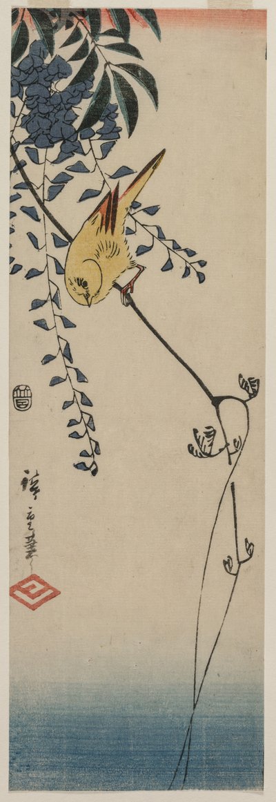 Canario y glicinia de Utagawa Hiroshige