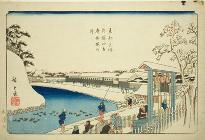 Pozo de Cerezos en el Foso Benkei fuera de Sakurada, de la serie "Lugares Famosos en la Capital del Este" de Utagawa Hiroshige