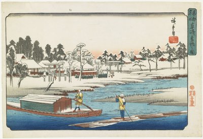 Clima despejado después de la nieve en Masaki, 1832-1839 de Utagawa Hiroshige