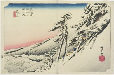 Clima despejado después de la nieve, Kameyama, yukibare, c. 1833 de Utagawa Hiroshige