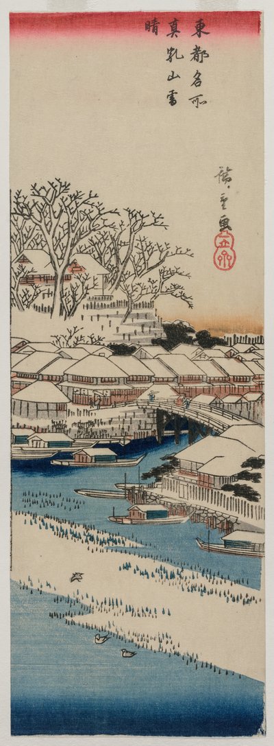 Tiempo despejado después de la nieve en Matsuchiyama, de la serie Lugares famosos en la capital oriental de Utagawa Hiroshige