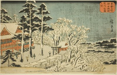 Clima despejado después de la nevada en los recintos del Santuario Kanda Myojin (Kanda Myojin keidai yukibare no zu), de la serie "Lugares Famosos de la Capital Oriental (Toto meisho)" de Utagawa Hiroshige