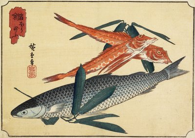 Bacalao y Gurnard, principios del siglo XIX de Utagawa Hiroshige