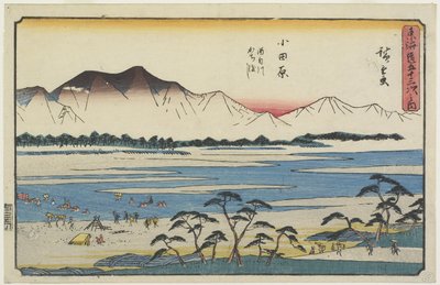 Cruzando el río Sakawa en Odawara, 1841-1842 de Utagawa Hiroshige