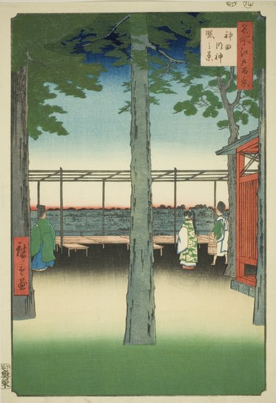 Amanecer en el Santuario Kanda Myojin, de la serie "Cien vistas famosas de Edo" de Utagawa Hiroshige