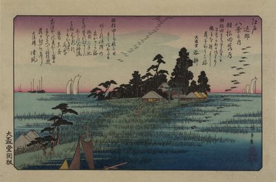Gansos descendiendo en Haneda. De la serie Ocho vistas en los alrededores de Edo de Utagawa Hiroshige