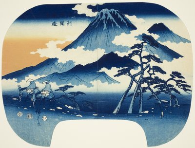 Vista distante del Monte Asama en el distrito de Shinshu de Utagawa Hiroshige