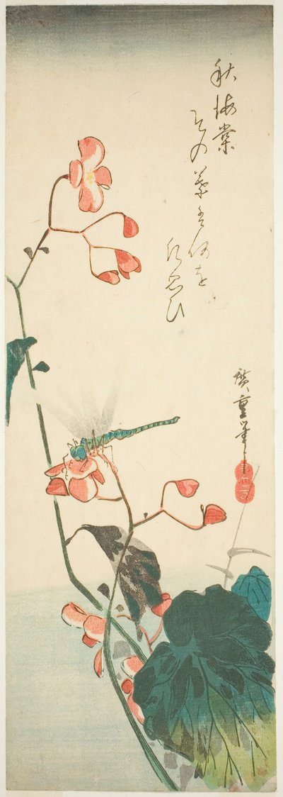 Libélula y begonia de Utagawa Hiroshige