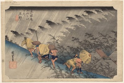 Lluvia torrencial en Shono (Estación 46) de la serie Cincuenta y tres estaciones del Tokaido de Utagawa Hiroshige