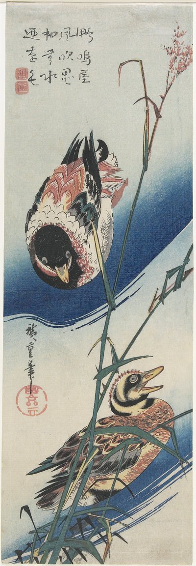 Patos y juncos, 1834-1839 de Utagawa Hiroshige