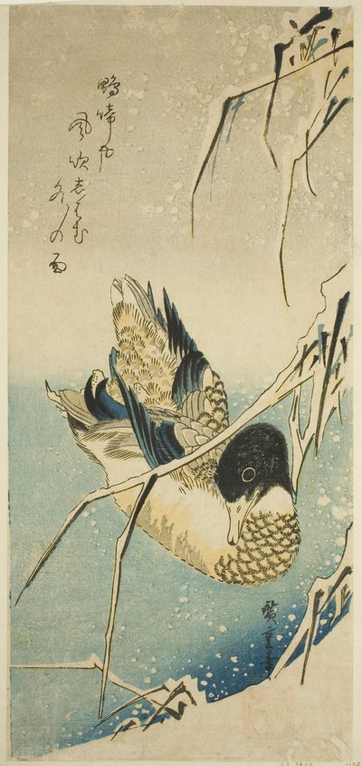 Patos en la nieve de Utagawa Hiroshige