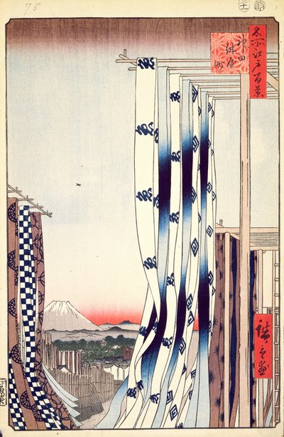 Barrio de tintoreros, Kanda, no.75 de Cien vistas famosas de Edo, 1856 de Utagawa Hiroshige