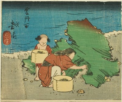 Echizen, sección de la hoja no. 10 de la serie "Imágenes recortadas de las provincias (Kunizukushi harimaze zue)" de Utagawa Hiroshige