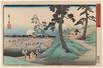 Disfrutando del insecto en Dokanzana en noche de luna, de la serie Vista de Edo de Utagawa Hiroshige