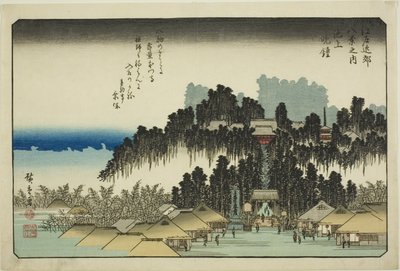 Campana vespertina en Ikegami (Ikegami no bansho), de la serie "Ocho vistas en los alrededores de Edo (Edo kinko hakkei no uchi)" de Utagawa Hiroshige