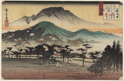 Campanas vespertinas en el Templo Miidera, c. 1834 de Utagawa Hiroshige