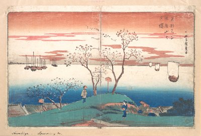 Cerezos vespertinos en Gotenyama de Utagawa Hiroshige
