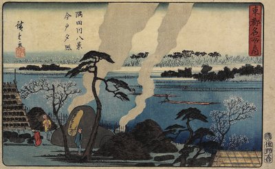 Brillo vespertino en Imado, c. 1840-1842 de Utagawa Hiroshige