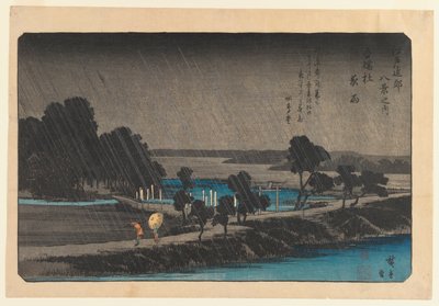 Lluvia vespertina en Azumi no Mori, c.1838 de Utagawa Hiroshige