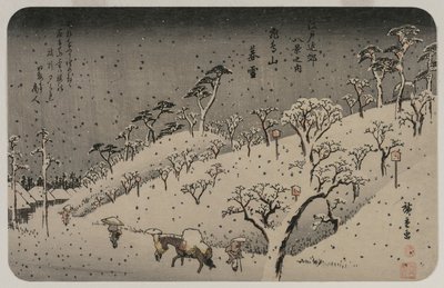 Nieve vespertina en la colina Asuka, de la serie Ocho vistas de los alrededores de Edo, c. 1837-38 de Utagawa Hiroshige