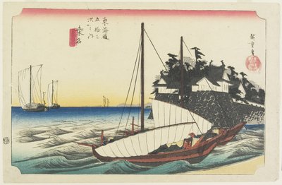 Puerta del Ferry de Shichiri, Kuwana, c. 1833 de Utagawa Hiroshige