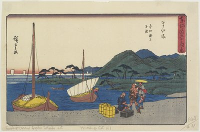 Puerto de Ferry en la Playa de Imagiri, Maisaka, 1841-1842 de Utagawa Hiroshige