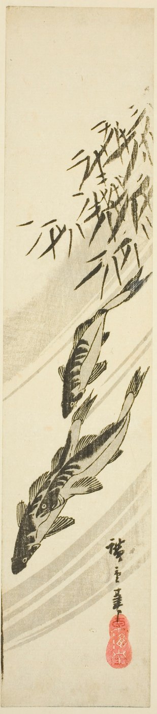Peces en un arroyo de Utagawa Hiroshige