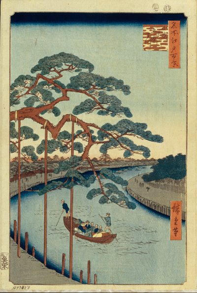 Cinco Pinos y el Canal Onagi Cien Vistas Famosas de Edo, 1856-1858 de Utagawa Hiroshige