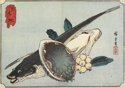Flathead y Abalone, principios del siglo XIX de Utagawa Hiroshige