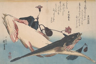 Cabezas planas y berenjena, c.1830 de Utagawa Hiroshige