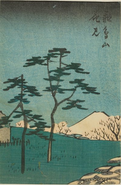 Observación de flores en la colina Asuka (Asukayama hanami), sección de una hoja de la serie "Recortes de lugares famosos en Edo (Harimaze Koto meisho)" de Utagawa Hiroshige