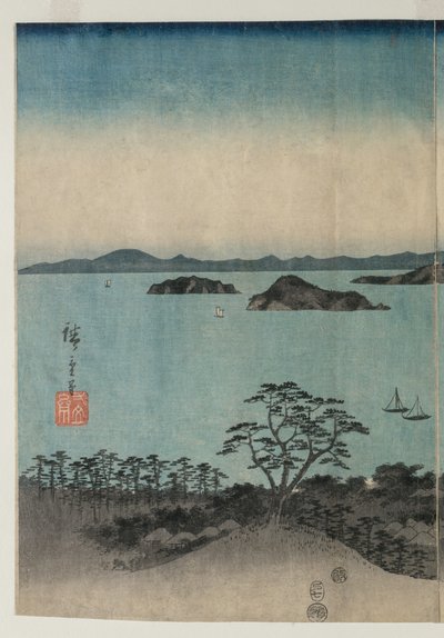Luna llena en Kanazawa, Musashi de Utagawa Hiroshige