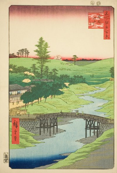 Río Furukawa, Hiroo (Hiroo Furukawa), nº 22 de la serie "Cien vistas famosas de Edo (Meisho Edo hyakkei)". de Utagawa Hiroshige