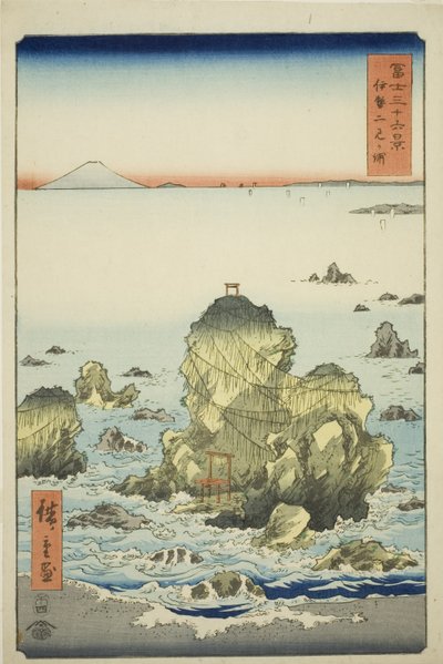 Bahía de Futami en la provincia de Ise (Ise Futamigaura), de la serie "Treinta y seis vistas del monte Fuji (Fuji sanjurokkei)" de Utagawa Hiroshige