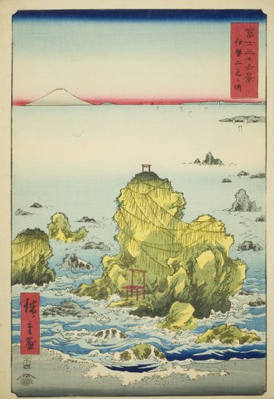 Bahía Futami en la Provincia de Ise (Ise Futamigaura), de la serie "Treinta y Seis Vistas del Monte Fuji (Fuji sanjurokkei)" de Utagawa Hiroshige